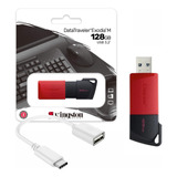 Pen Drive 128gb Kingston Dtxm Cabo Adaptador Usb C Otg Nfe