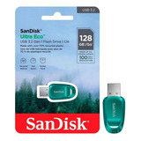 Pen Drive 128gb Sandisk Ultra Eco Usb 3 2 Sdcz96 128g g46 Cor Azul claro Liso