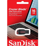 Pen Drive 16gb Sandisk Cruzer Blade Lacrado 100 Original