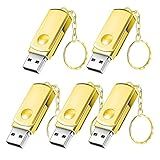 Pen Drive Hrich Pen Drive Mini 32GB Com Chaveiro Unidade Flash USB De Alta Velocidade USB 2 0 Para A Transferência De Músicas Fotos Documentos E Vídeos USB Flash Drive X 5 32GB Ouro 