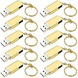 Pen Drive Hrich Pen Drive Mini 4GB Com Chaveiro Unidade Flash USB De Alta Velocidade USB 2 0 Para A Transferência De Músicas Fotos Documentos E Vídeos USB Flash Drive X 10 4GB Ouro 