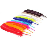 Pena De Pato Ponta Redonda 20 A 30cm 100g apx 45 Unidades Cor Amarelo Canario