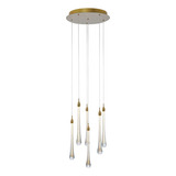 Pendente Cristal Goccia 41cm Led 6x2w Dourado Oc002l Bella