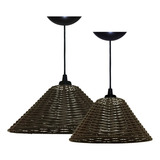 Pendente Junco Chapéu Chinês 30cm Tabaco Lustre Luminária