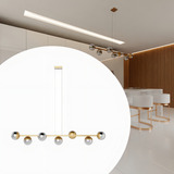 Pendente Lustre Bronze Jabuticaba Mesa De Jantar Em Aluminio Fio 1 5m Com 7 Globos De Vidro Fume Com Lampada Soquete G9 Tensao Bivolt 110v 220v