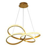 Pendente Lustre Luminária 65w Flat Retorcido Estrutura Dourado Branco Quente 110 220v