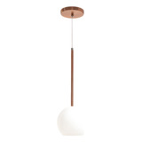 Pendente Lux 15x25 Globo Br fosco Tubo Cobre 150x250mm