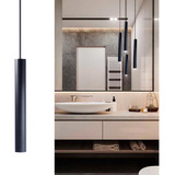 Pendente Tubo Alumínio Preto 30 Cm Banheiro Lavabo Moderno