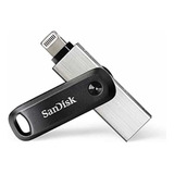 Pendrive Para iPhone E iPad Sandisk Ixpand Drive Go 256gb Cor Preto/prata Stick (pendrive Lightining / Usb-a)
