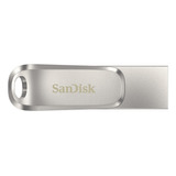 Pendrive Sandisk Ultra Dual Drive Luxe 256gb 3 1 Gen 1 Prateado