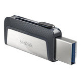 Pendrive Sandisk Ultra Dual Drive Type c 64gb 3 1 Gen 1 Preto E Prateado