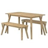 Pense Dentro Da Caixa Mesa Com 2 Bancos Madeira Maciça Estilo Marrom Antique Resistência E Conforto Conjunto Compacto