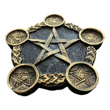 Pentagrama Castiçal Preto dourado Decoração Resina