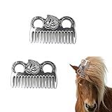 Pente De Cavalo De Metal 2 Peças De Pente De Cabelo De Cavalo Profissional Kit De Cuidados Com Cavalos Portátil De Metal Crina E Pente De Cauda Para Cuidados Com Cavalos Prata 10 Cm 