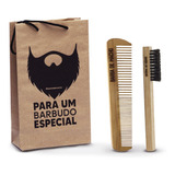 Pente E Escova De Barba Madeira Para Barba E Bigode