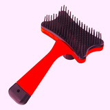 Pente Pet Auto Limpante Profissional Cães Cachorros Gatos Cor Vermelho