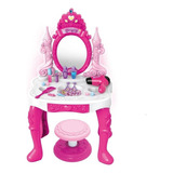 Penteadeira Infantil Da Princesa Com Acessórios Som Luz Cor Rosa