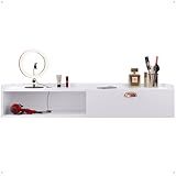 Penteadeira Moderna Suspensa Mesa Cantinho Camarim Porta Nicho Organizador Maquiagem Quarto Decor RPM Branco 