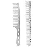 Pentes De Cabelo Pentes Portáteis De Aço Inoxidável Para Salão De Beleza Pente Antiestático Ferramenta De Cabeleireiro Resistente A Altas Temperaturas Prata 
