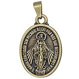 Pequena Medalha Milagrosa - Nossa Senhora Da Graça - Ótimo Presente Católico Para Primeira Comunhão E Confirmação - Adicione Pingente A Uma Corrente Ou Cordão - Acabamento Antigo Dourado- Metal- Sem