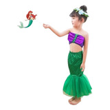 Pequena Sereia Ariel Fantasia Vestido Cauda