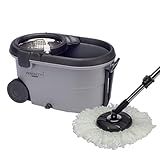 Perfect Pro- Mop Giratório- Move- Mop Com Angulação De Aço Inox- Para Qualquer Tipo De Piso- Centrífuga 360 Com Cesto Em Inox- Não Risca- Nem Solta Fiapos- Cinza