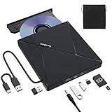 PeroBuno Unidade Externa De CD DVD USB 3 0 Com 4 Portas USB 2 Compartimentos Para Cartão TF SD Gravador De Leitor De CD DVD Portátil Para Laptop Mac PC Windows 11 10 8 7 Sistema Operacional