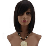 Peruca 100 Orgânica Corte Estilo Long Bob Loiro Mel touca