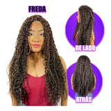 Peruca Cacheada Fibra Orgânica Longa Front Lace 70cm