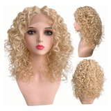 Peruca Cacheada Loira Front Lace 13x1 Hd Média Orgânica
