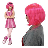 Peruca Chanel Rosa Chiclete Para Cosplay Stephanie Lazy Town