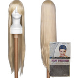 Peruca Cosplay 1 Metro Wig Super Longa Pouco Brilho Touca
