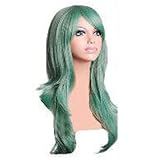 Peruca Cosplay  Peruca Sintética Longa Encaracolada Flexível Macia Para Mulheres Para Festa De Halloween  Menta Verde 