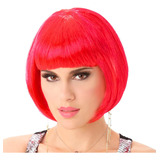 Peruca Curta Com Franja Fantasia Carnaval Cores Cor Vermelho
