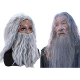 Peruca E Barba Cosplay Gandalf O Cinzento Senhor Dos Aneis