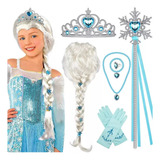 Peruca Elsa Frozen Cosplay Fantasy Girl Infant 7 Peças