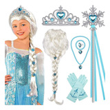 Peruca Elsa Frozen Cosplay Fantasy Girl Infant 7 Peças 