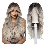 Peruca Feminina De Cabelo Natural gradiente Preto E Cinza 