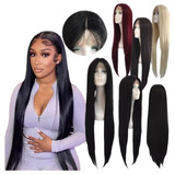 Peruca Front Lace Lisa Preta Repartição Livre 80cm Wig Cap