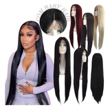 Peruca Front Lace Wig Lisa Com Repartição Livre 80cm 4x4 Uso Diário Touca Wig De Brinde