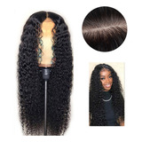 Peruca Lace Front Cabelo Humano Cacheada 68cm Longa Preta 