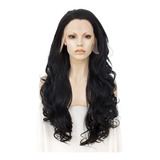Peruca Lace Front Ondulada Orgânica Repartição Livre 70cm