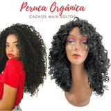 Peruca Lace Normal Cacheada Sem Franja Fibra Premium 65cm