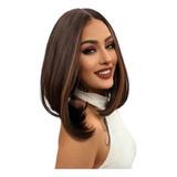 Peruca Lace Wig Cabelo Bio Orgânico Liso Mechas Acobreado