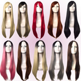 Peruca Lisa Orgânica Longa Idêntica Humano 80cm Wig Cap
