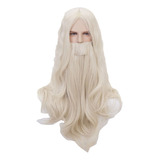 Peruca Loira De Barba Comprida De Dumbledore Gandalf Role Pl
