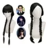 Peruca Longa Anime Cosplay Preto Wandinha Promoção + Touca