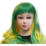 Peruca Longa Encaracolada Verde