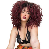 Peruca Wig Cacheada Regulável Cabelo Bio Orgânico Marsala