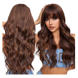 Peruca Wig Fibra Orgânica Super Natural Ondulada Com Franja
